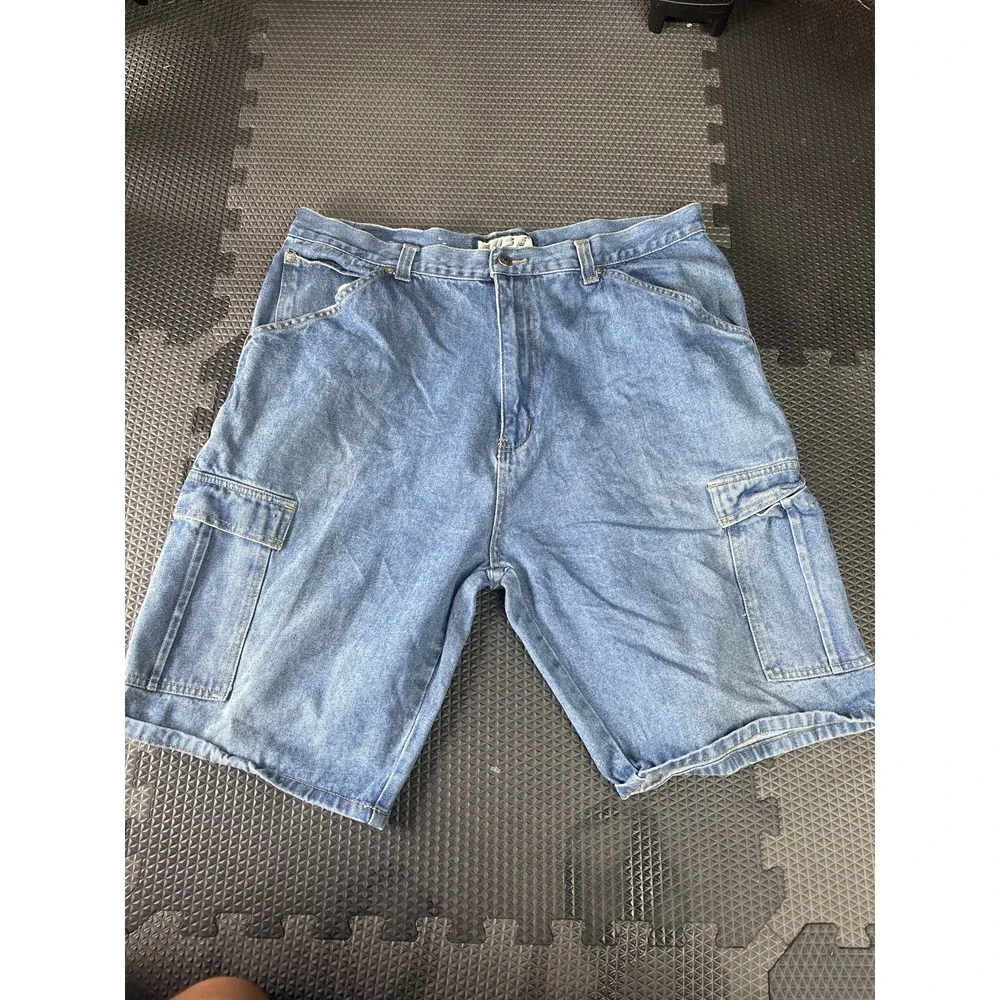 FUSE Men's Size 40 Blue Denim Cargo Shorts Jeans Wear Relaxed Fit Pockets